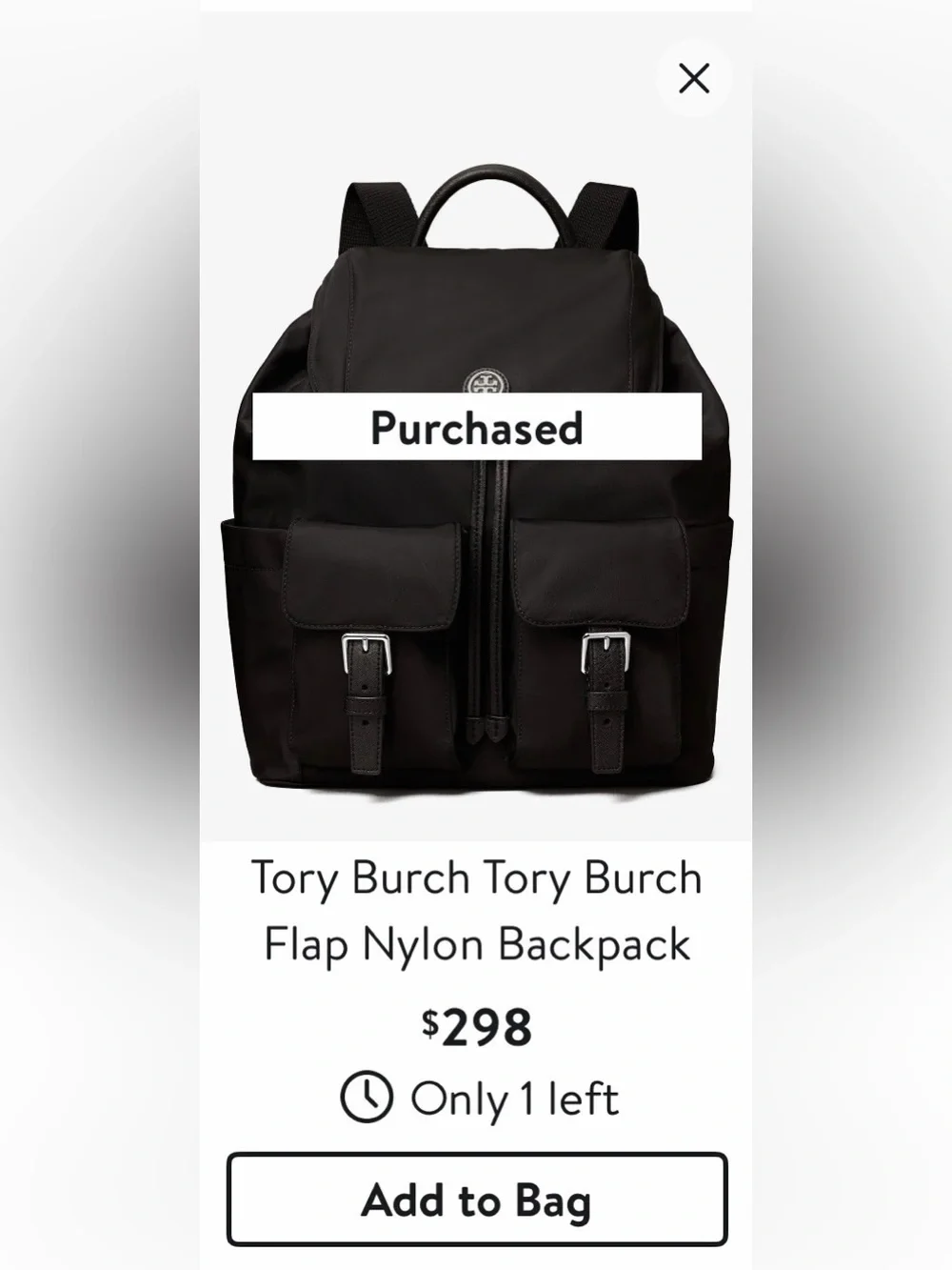 Tory Burch Virginia Nylon Flap Backpack Black